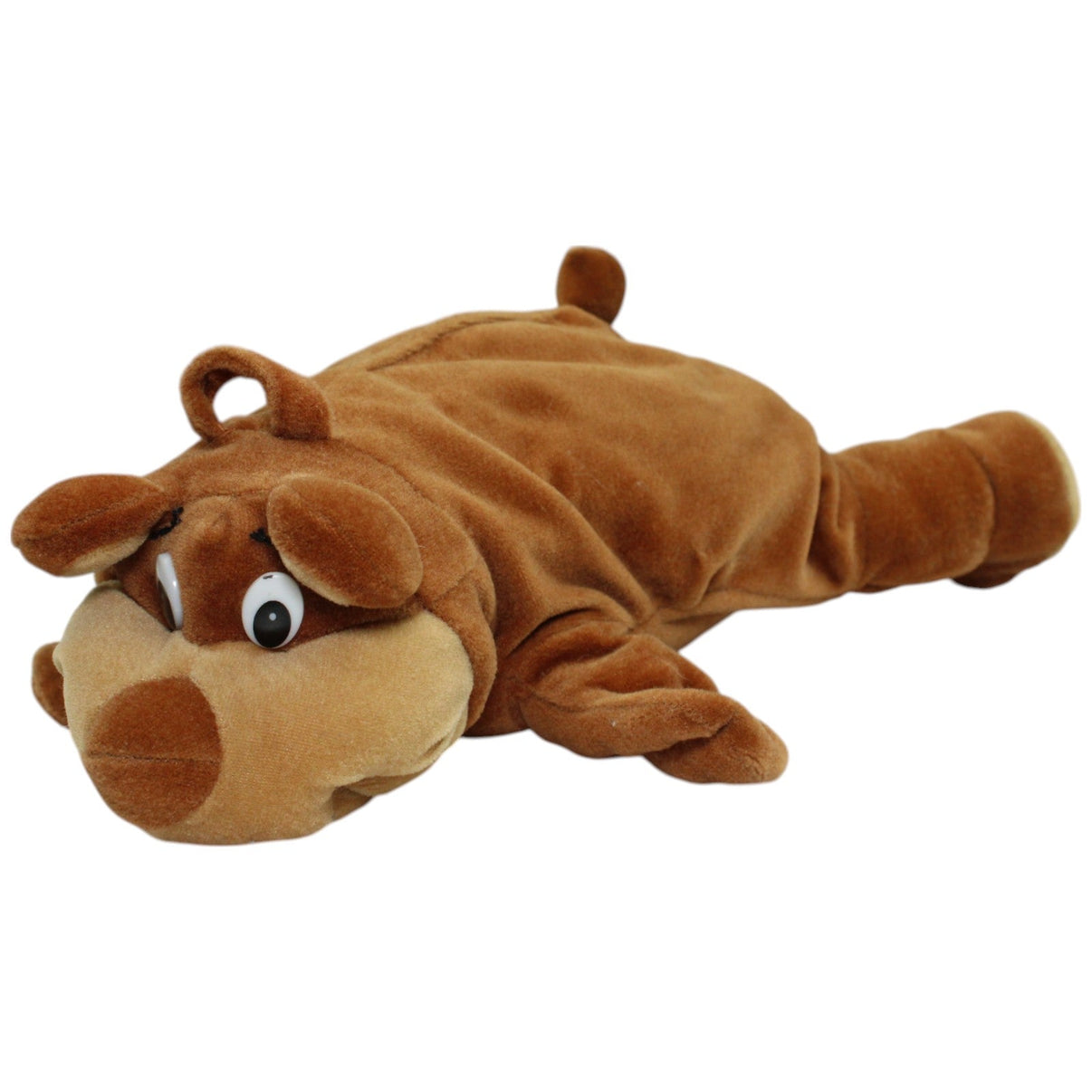 123000014480 O.K! Kaufhof Süßer dunkelbrauner Bär, liegend Kuscheltier Kumpel Leo _Vintage_ Gebraucht Vintage