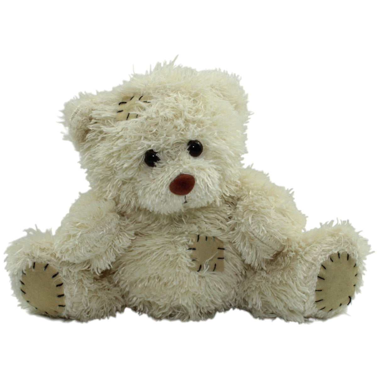 123000014484 Unbekannt Cremefarbener Teddybär mit Patches Kuscheltier Kumpel Leo Gebraucht Teddy Teddybär