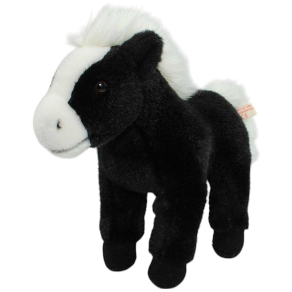 123000014632 Teddy - Hermann Schwarzes Pferd mit weißer Mähne, stehend Kuscheltier Kumpel Leo Gebraucht Pony