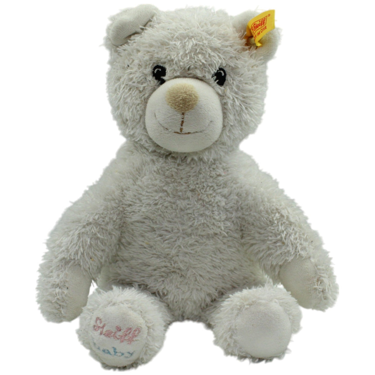 123000014665 Steiff Baby, weißer Teddybär (669170) Kuscheltier Kumpel Leo Gebraucht Teddy Teddybär