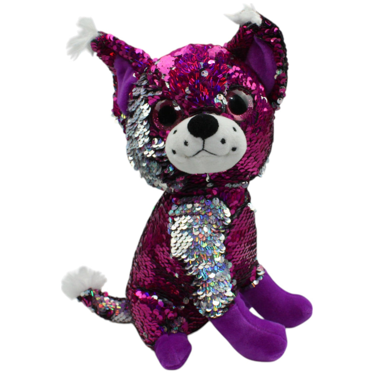 123000014688 Dino Toys SQS by Dino, pailletten Chihuahua silber/pink Kuscheltier Kumpel Leo Gebraucht Hund