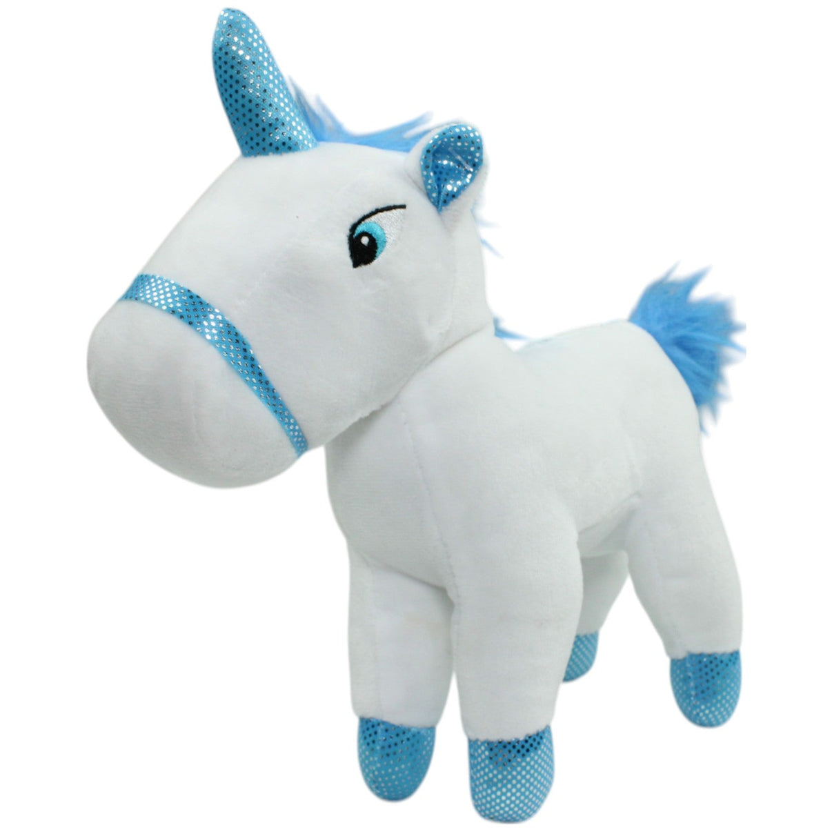 123000014690 Fun & Power Weißes Einhorn mit blauem Horn Kuscheltier Kumpel Leo Gebraucht