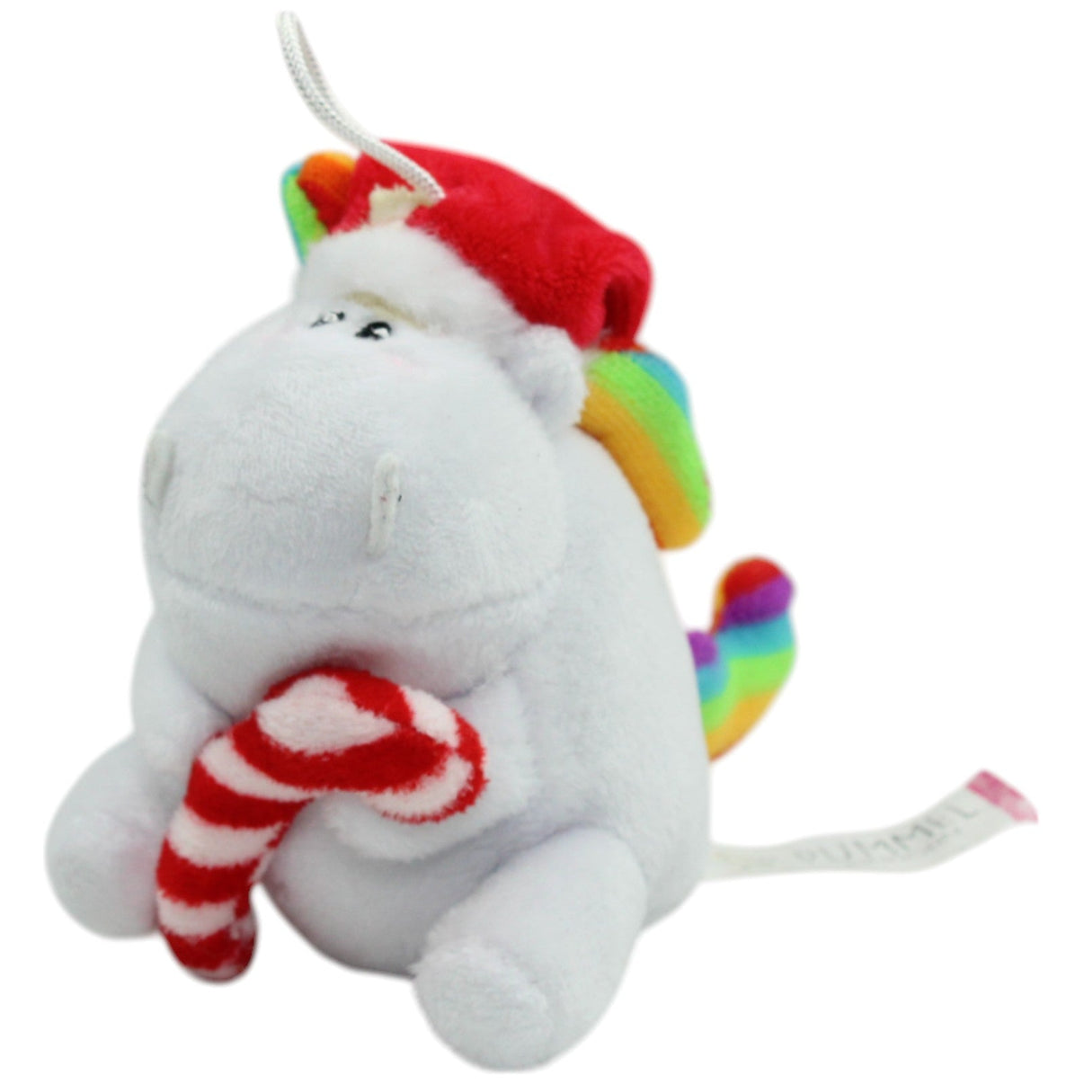 123000014799 Pummeleinhorn Pummel & Friends, Einhorn mit roter Zipfelmütze und Zuckerstange Kuscheltier Kumpel Leo Fantasy Gebraucht Weihnachten