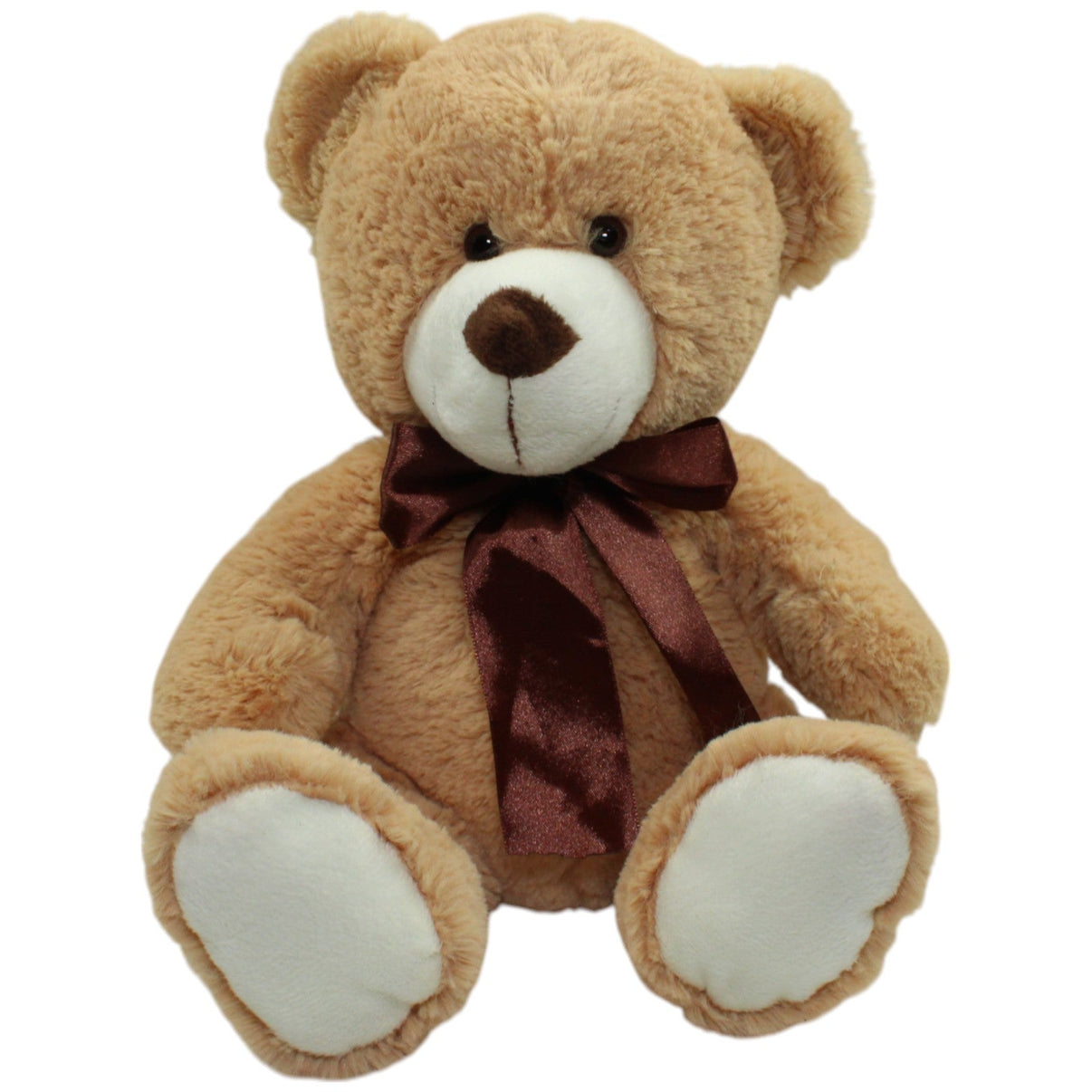 123000014832 Sunkid Weicher Teddybär mit brauner Schleife, hellbraun Kuscheltier Kumpel Leo Gebraucht Teddy Teddybär