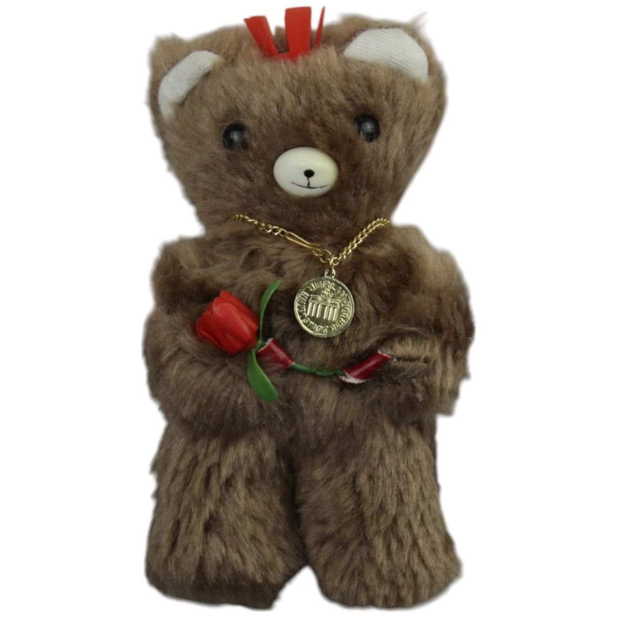 123000014888 Unbekannt Bär mit Goldmünze "Berlin Hauptstadt der DDR" Kuscheltier Kumpel Leo _Vintage_ DDR Gebraucht