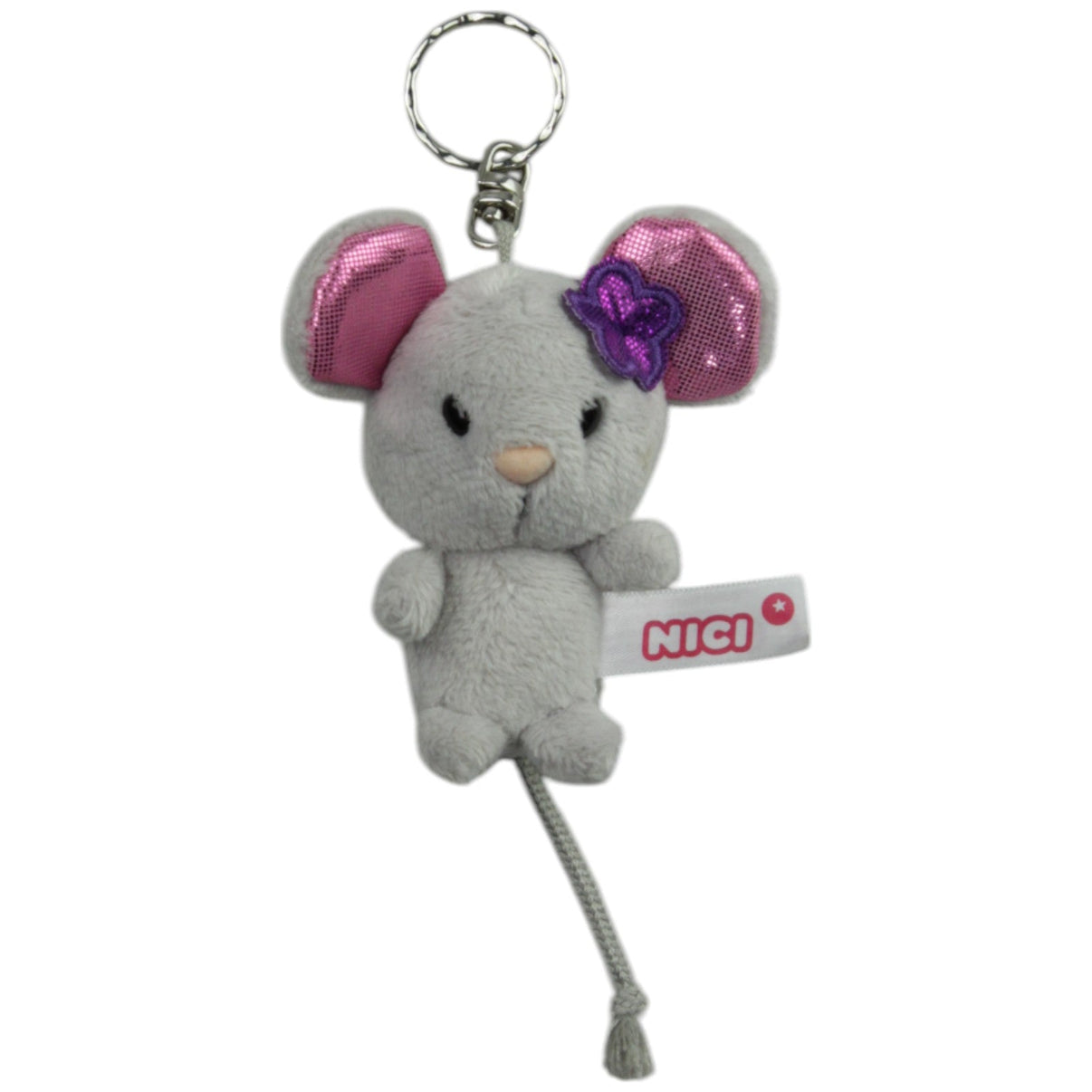 123000014971 NICI Grau Maus mit lila Blume Schlüsselanhänger Kumpel Leo Gebraucht