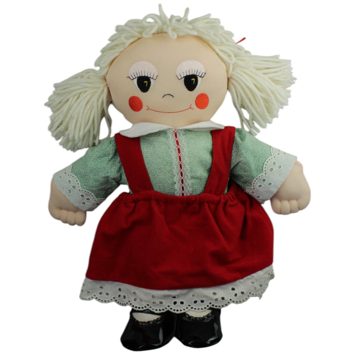 123000014993 AVON Santa´s Family, Mädchen mit rotem Kleid & Schuhen Puppe Kumpel Leo _Vintage_ Gebraucht Vintage