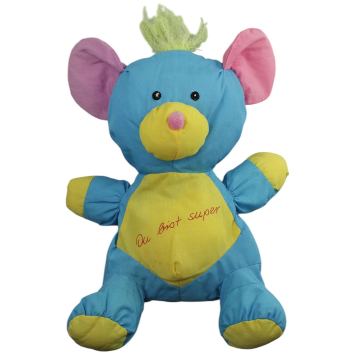 123000015159 GEGU Knautschi, blaue Maus "Du bist super" Kuscheltier Kumpel Leo _Vintage_ Gebraucht Vintage