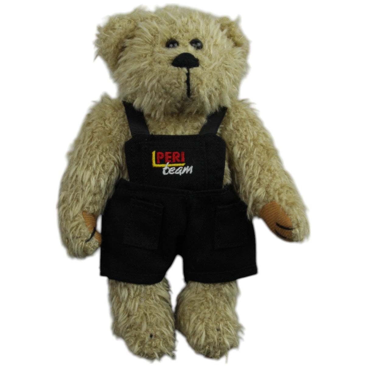 123000015179 PERI Teddybär mit schwarzer Latzhose "PERI TEAM" Kuscheltier Kumpel Leo Gebraucht Teddy Teddybär