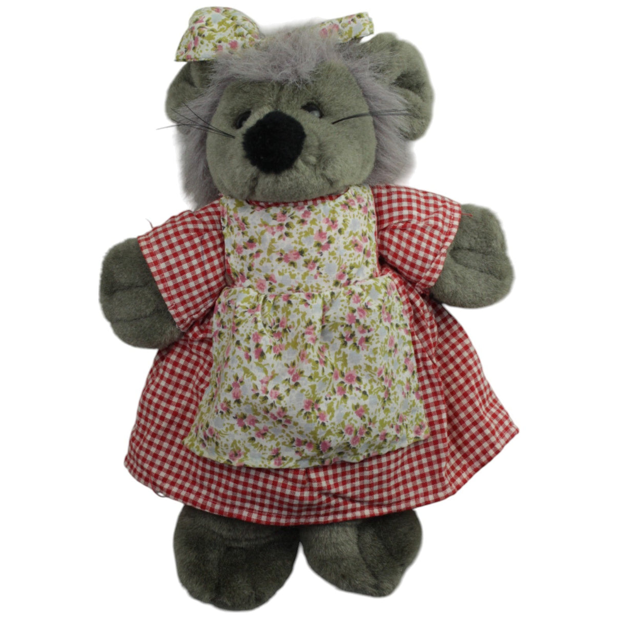 123000015258 ES Gerhardshofen Maus mit rot - kariertem Kleid und Blumenschürze Kuscheltier Kumpel Leo Gebraucht