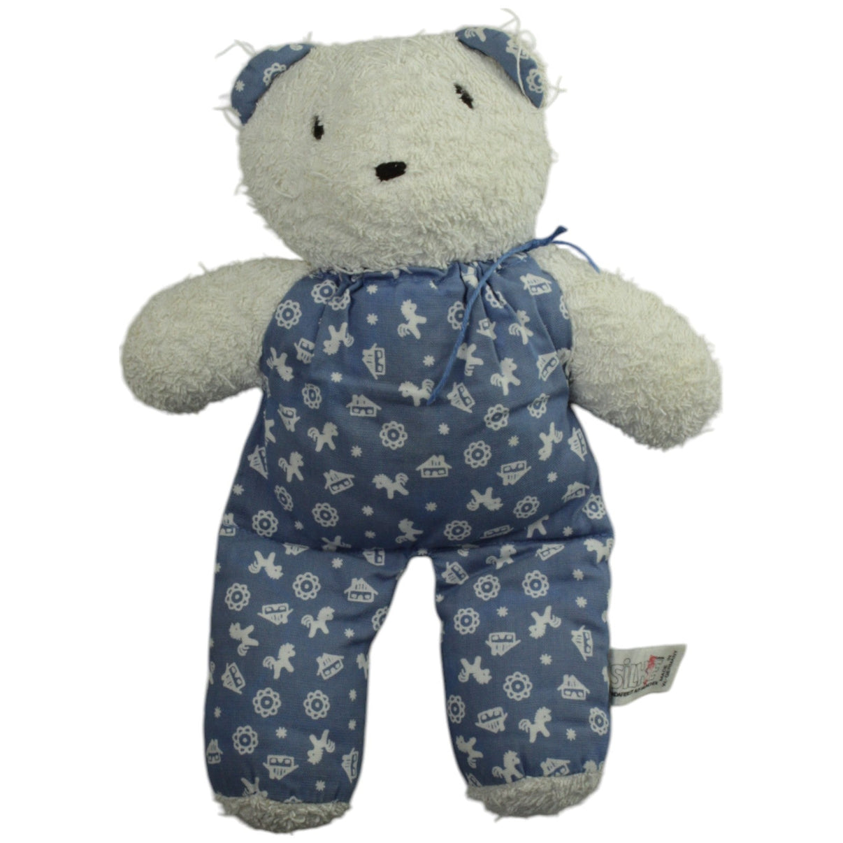123000015302 Kösener Spielzeug SILKE, Frottee - Bär mit Muster blau Kuscheltier Kumpel Leo _Vintage_ Gebraucht Vintage