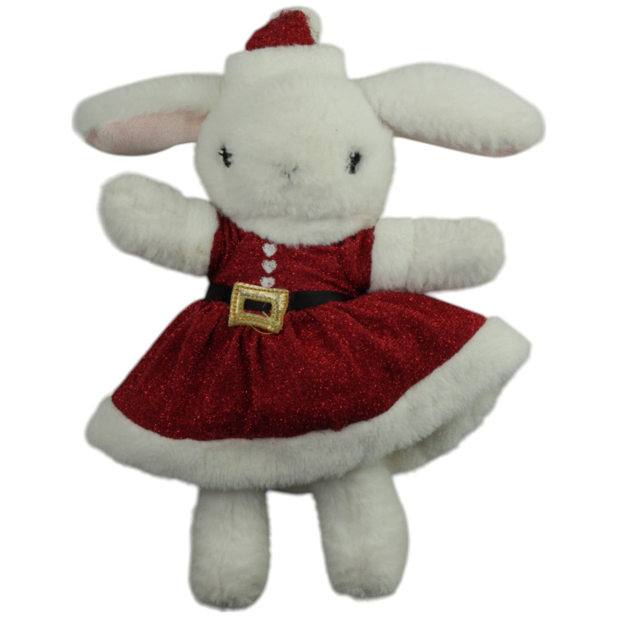 123000015318 H&M Süßer Weihnachts - Hase mit Kleid & Mütze, weiß Kuscheltier Kumpel Leo Gebraucht