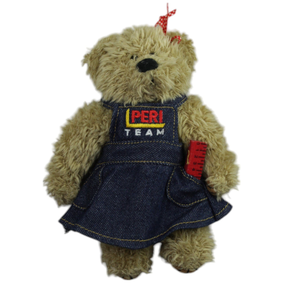 123000015336 PERI Teddybär mit Kleid und Zollstock Kuscheltier Kumpel Leo Gebraucht Teddy Teddybär