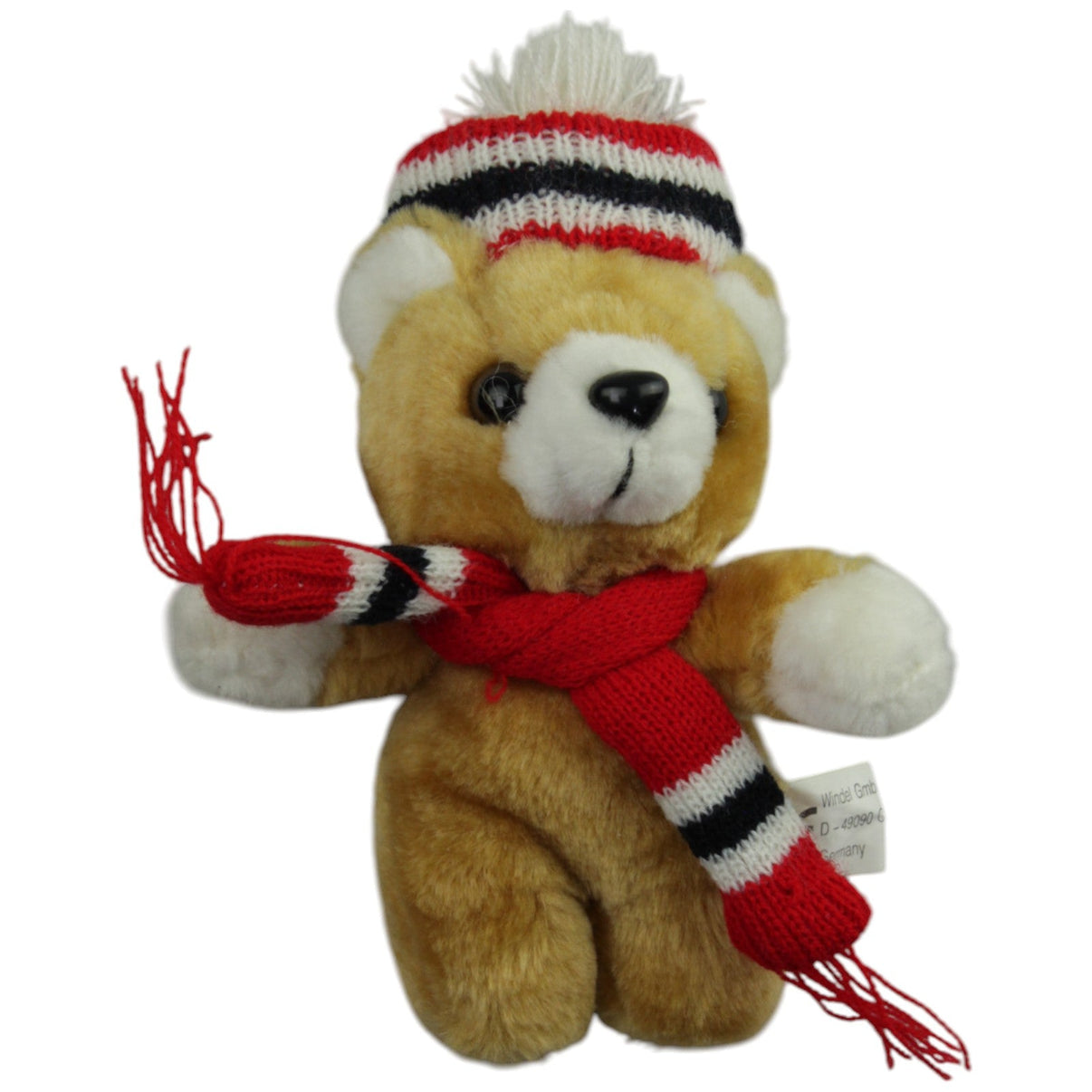 123000015356 Windel Teddy mit winterlicher Mütze & Schal Kuscheltier Kumpel Leo Gebraucht Teddy Teddybär