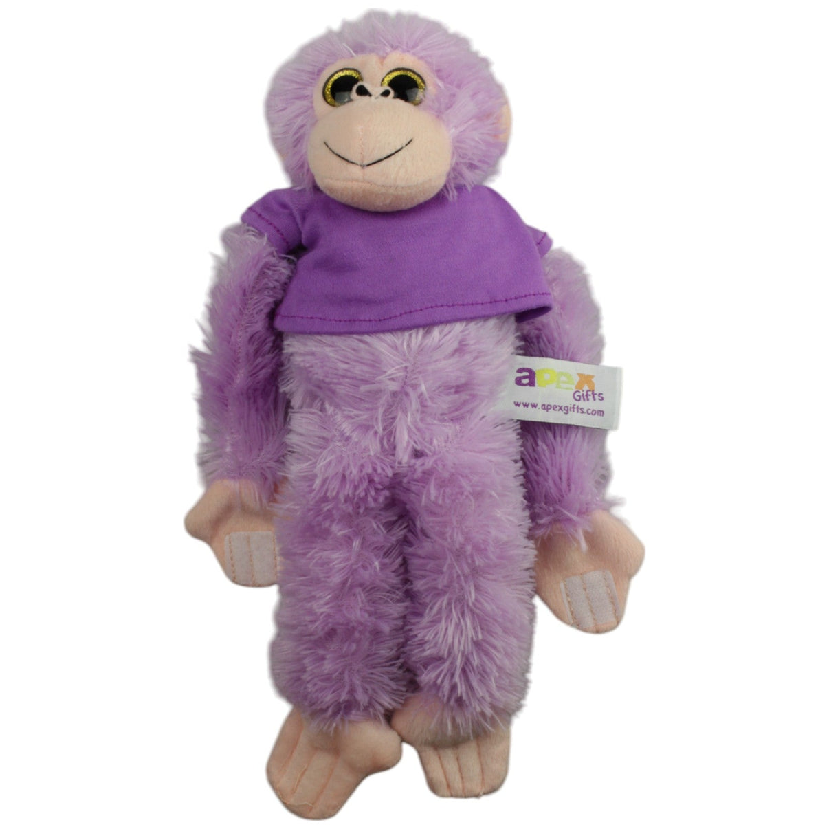 123000015370 Apex Gifts Lila Hänge - Affe mit Shirt & Klett - Händen Kuscheltier Kumpel Leo Affe Gebraucht