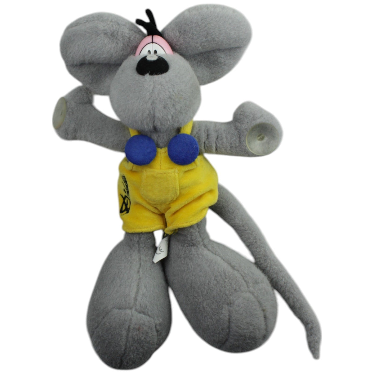 123000015409 Depesche Graue Diddl - Maus mit gelber Latzhose & Saugnäpfen Kuscheltier Kumpel Leo _Vintage_ Gebraucht Vintage