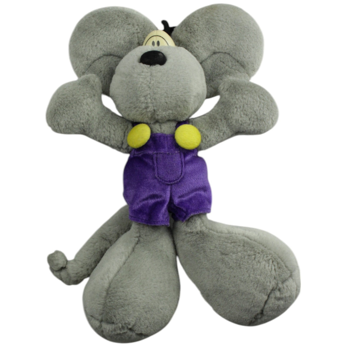 123000015423 Diddl Graue Diddl - Maus mit lila Latzhose, klein Kuscheltier Kumpel Leo _Vintage_ Gebraucht Vintage