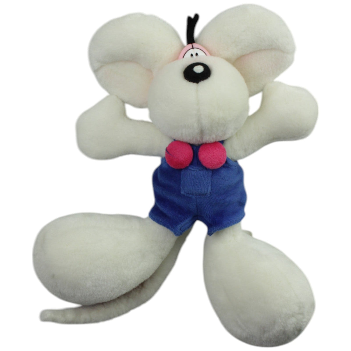 123000015424 Depesche Weiße Diddl Maus in blauer Latzhose Kuscheltier Kumpel Leo _Vintage_ Diddl Gebraucht