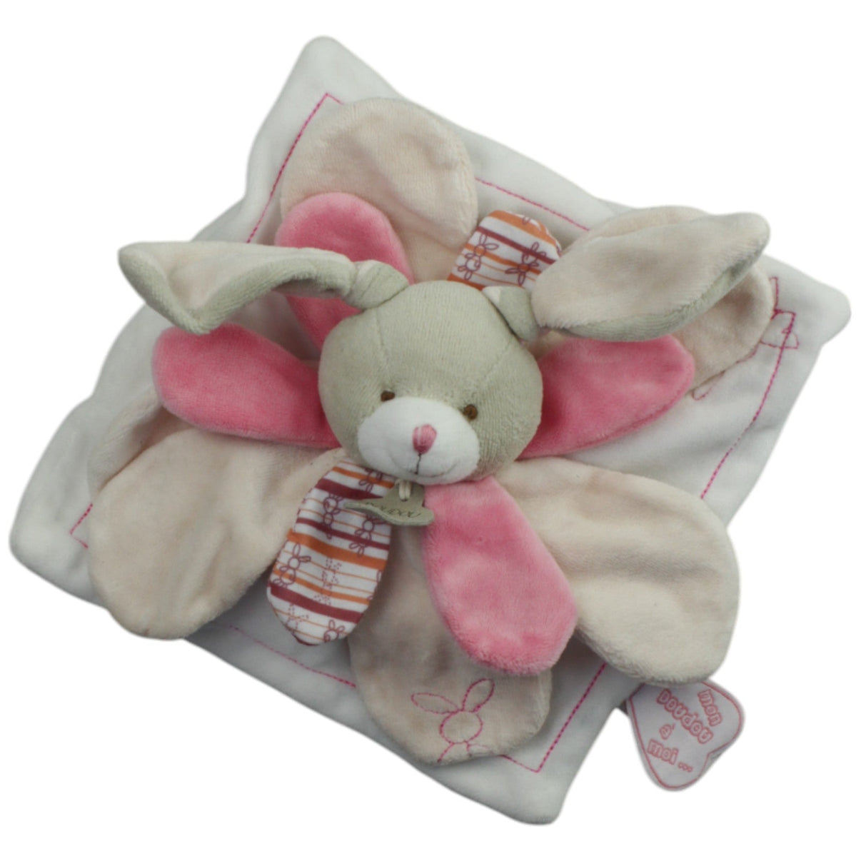123000015480 DOUDOU ET Compagnie Paris Hase, beige - rosa Schmusetuch mit Schnullerhalter Kumpel Leo Gebraucht