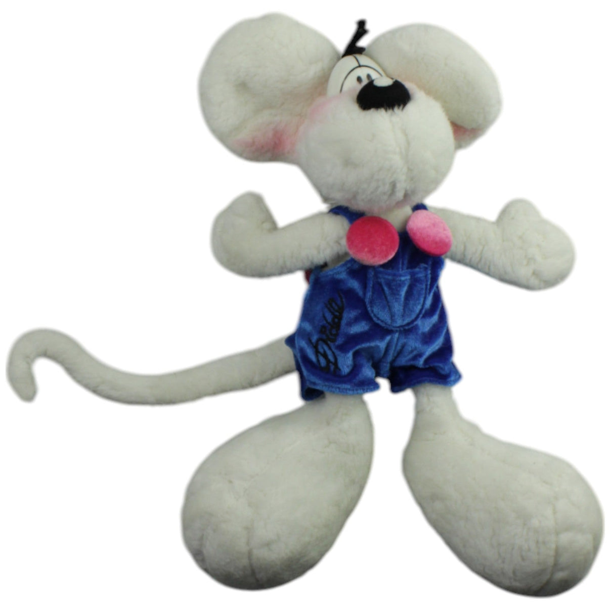 123000015511 Depesche Weiße Diddl Maus in blauer Latzhose Kuscheltier Kumpel Leo _Vintage_ Diddl Gebraucht