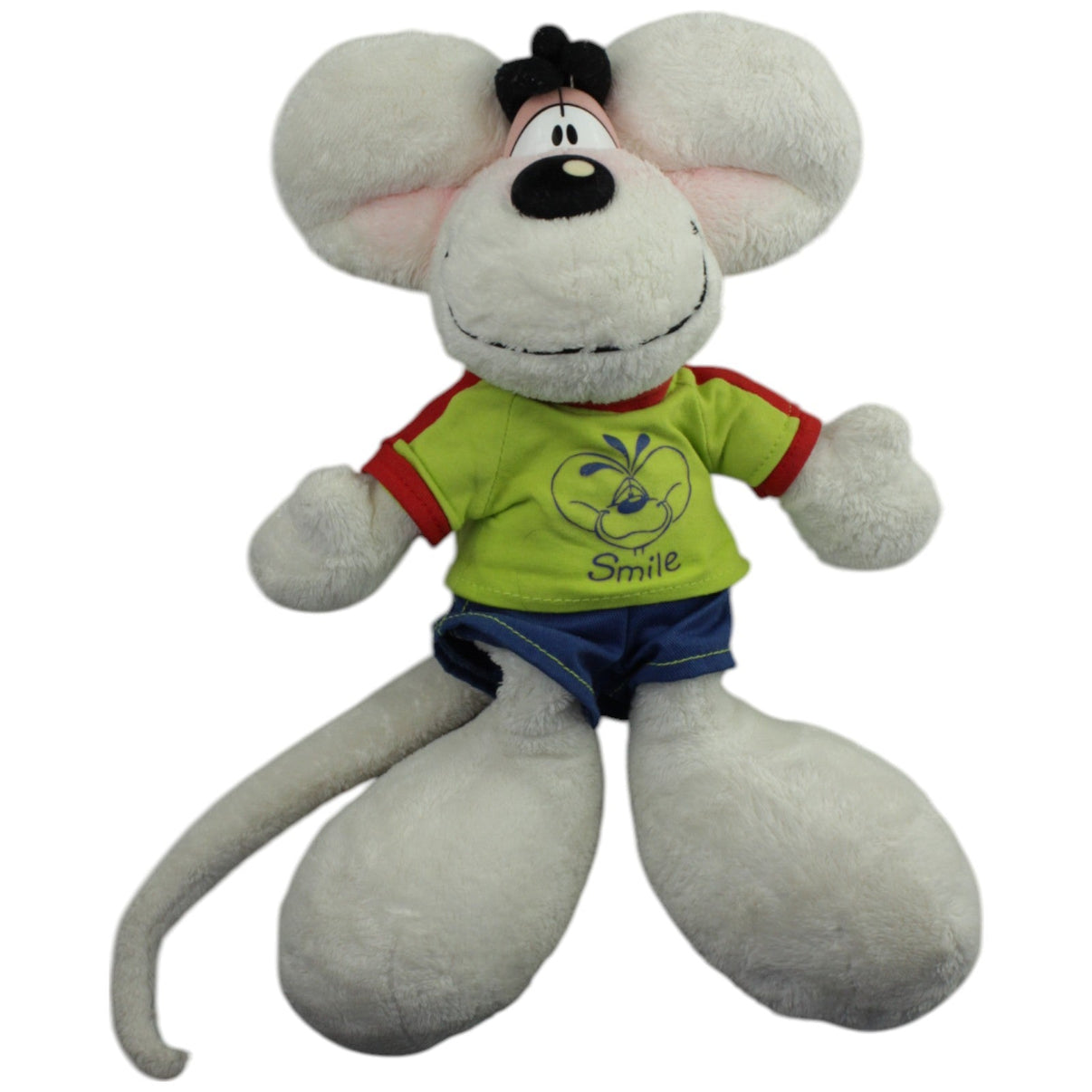 123000015519 Depesche Weiße Diddl - Maus mit Hose & Shirt "Smile" Kuscheltier Kumpel Leo _Vintage_ Diddl Gebraucht