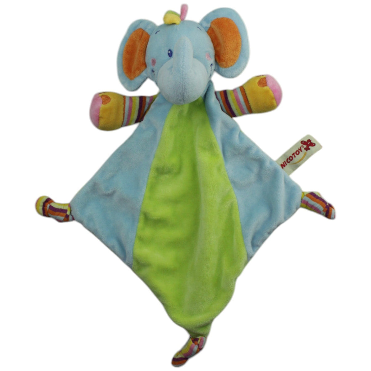 123000015532 Nicotoy Süßer Elefant, grün - blau Schmusetuch Kumpel Leo Gebraucht Knuddeltuch Kuscheltuch