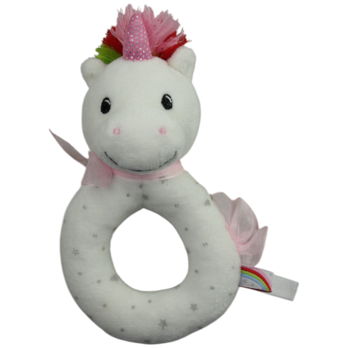 123000015553 Die Spiegelburg BabyGlück, Einhorn mit bunter Mähne Greifling mit Rassel Kumpel Leo Gebraucht