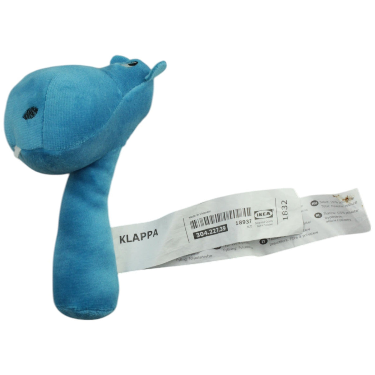 123000015578 IKEA Blaues Nilpferd, KLAPPA Greifling mit Rassel Kumpel Leo Gebraucht