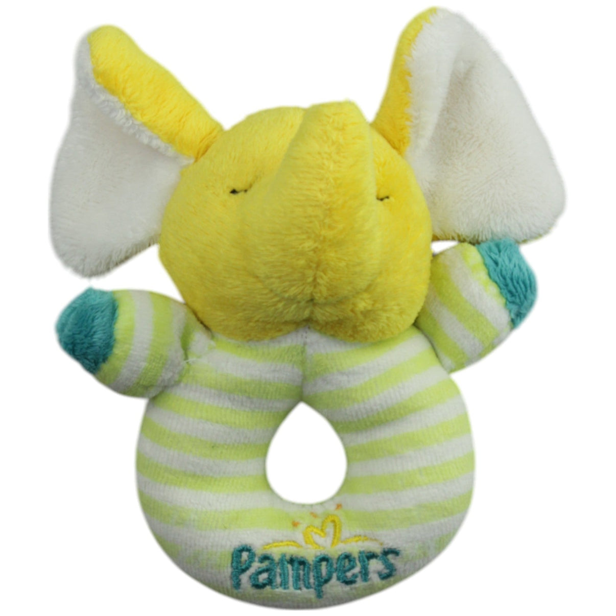 123000015584 Procter and Gamble Pampers, gelber Elefant Greifling mit Rassel Kumpel Leo Gebraucht
