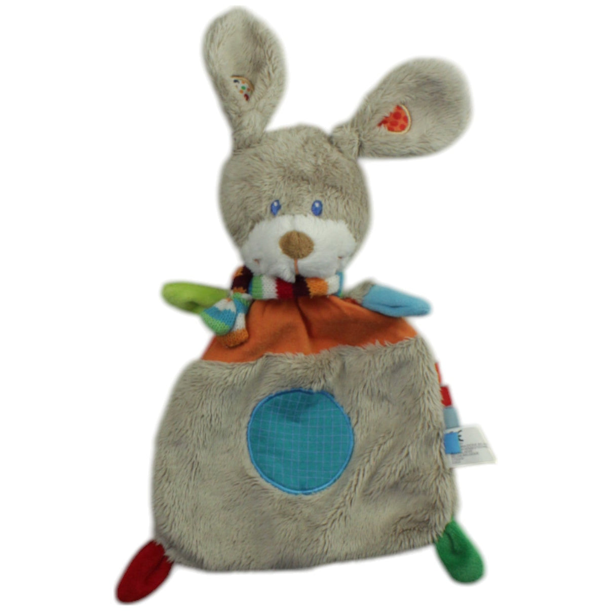 123000015628 Nicotoy Süßer Hase mit buntem Schal Schmusetuch Kumpel Leo Gebraucht Knuddeltuch Kuscheltuch