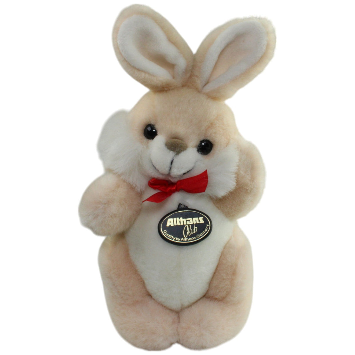 123000015641 Althans Club Hübscher pfirsichfarbener Hase mit Schleife Kuscheltier Kumpel Leo Gebraucht