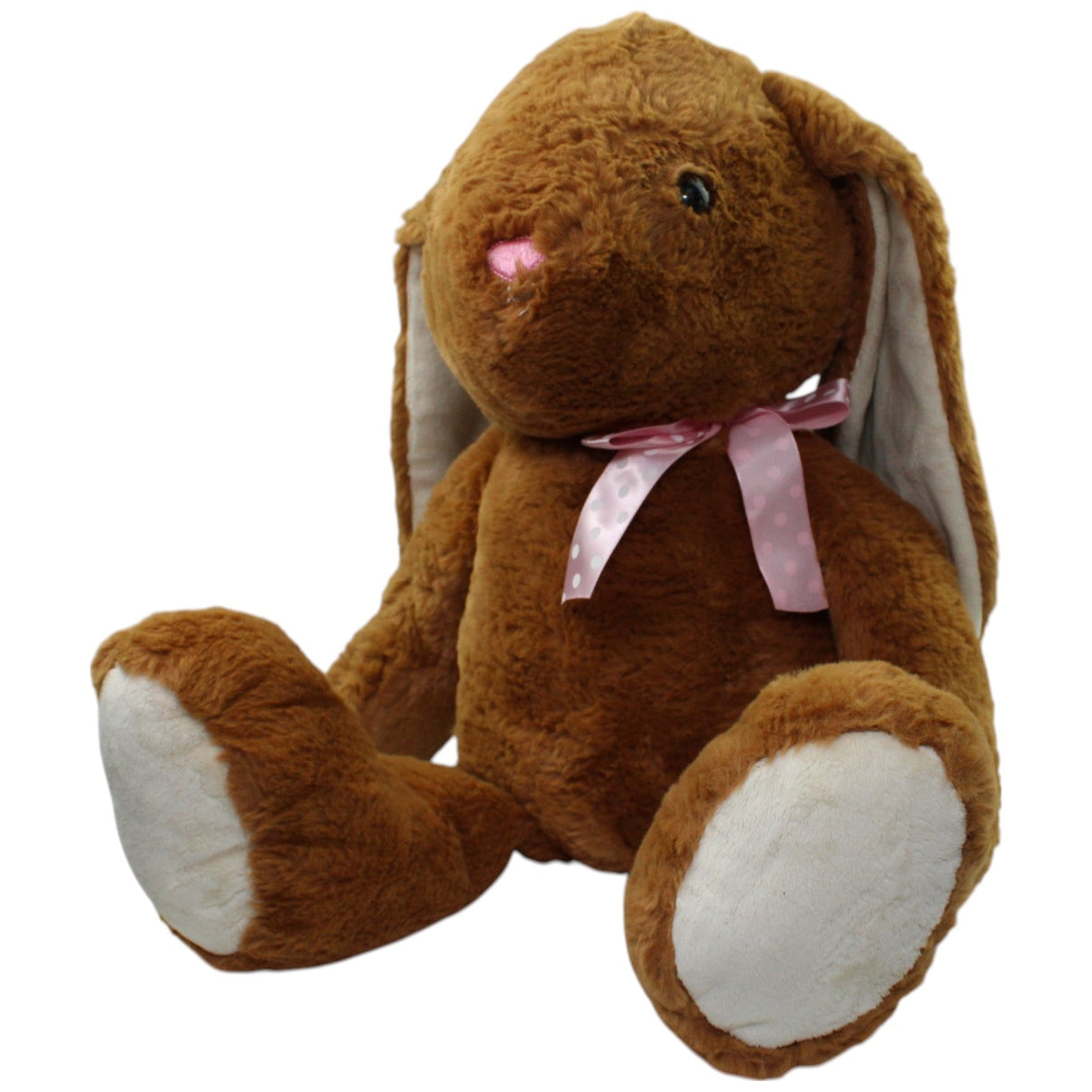 123000015710 Heunec XL Brauner Hase mit rosa Schleife Kuscheltier Kumpel Leo Gebraucht