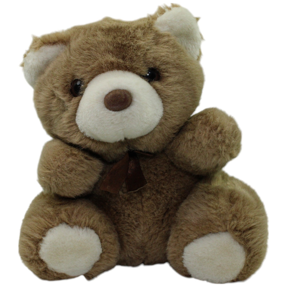 123000015719 Unbekannt Brauner Teddybär mit Schleife, sitzend Kuscheltier Kumpel Leo Gebraucht Teddy Teddybär