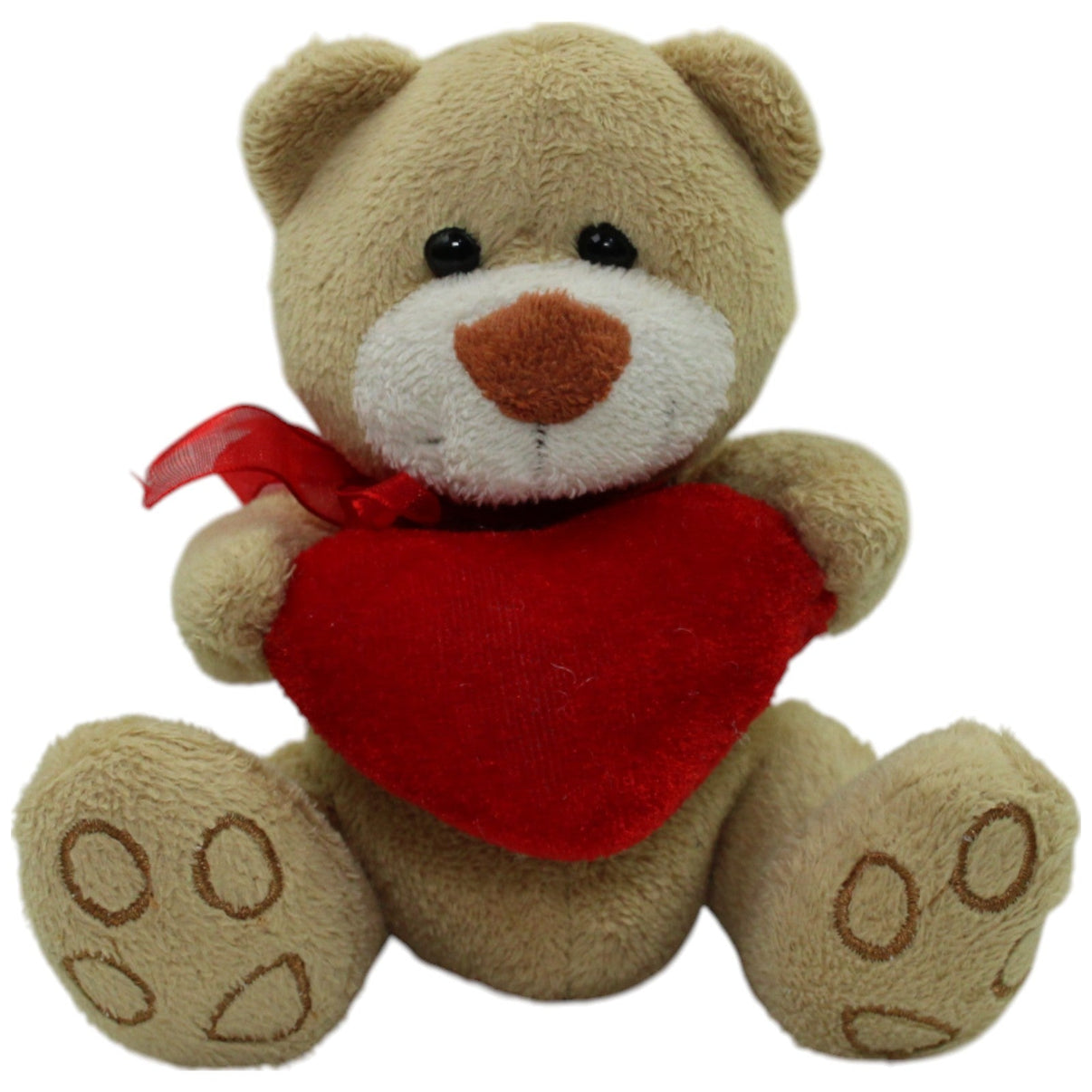 123000015744 Idena Kleiner Teddy mit Herz, sitzend Kuscheltier Kumpel Leo Gebraucht Teddy Teddybär