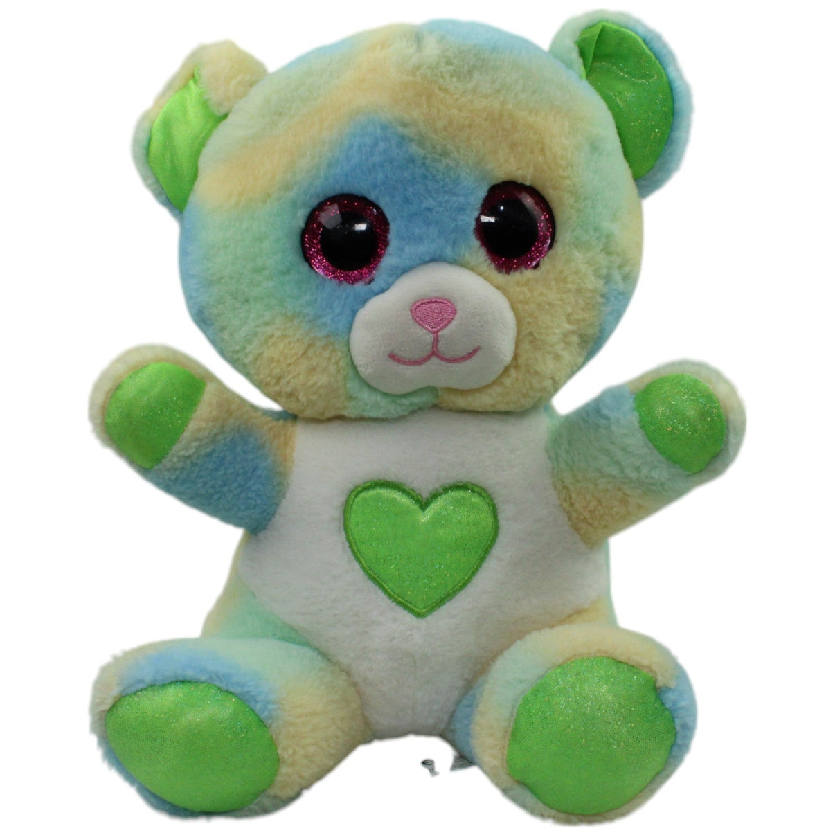 123000015769 FLOTI Flos Toys, bunter Bär mit grünem Herz Kuscheltier Kumpel Leo Gebraucht