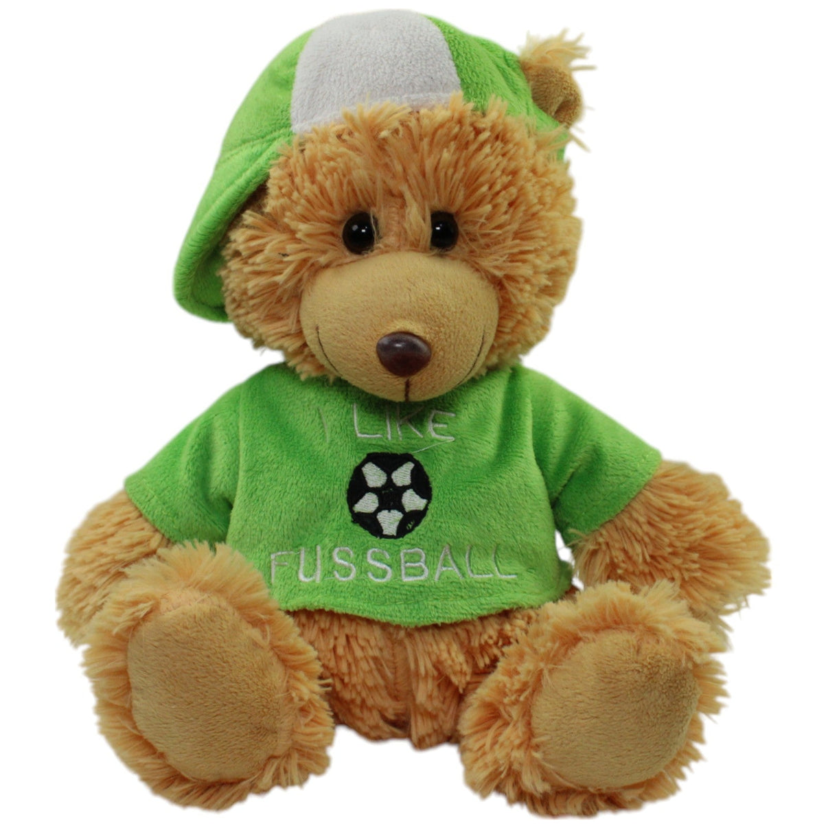 123000015789 ALIKI Bär mit Kappe & Pulli "I LIKE FUSSBALL", sitzend Kuscheltier Kumpel Leo Bär Gebraucht