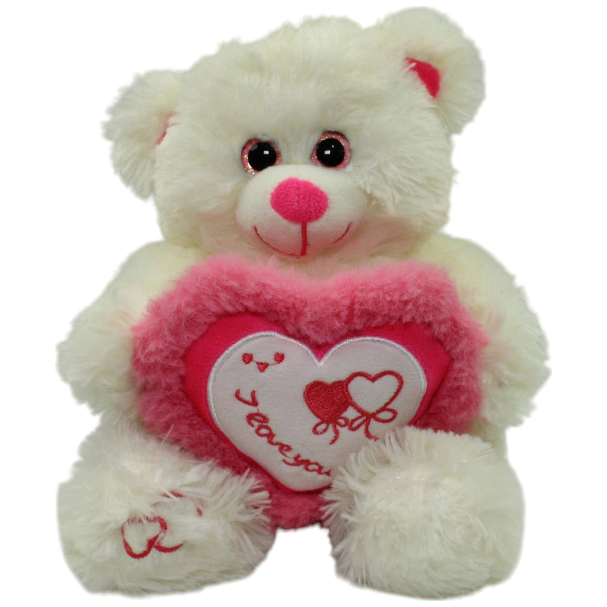 123000015807 Morgenroth Weißer Teddy mit pinkem Herz "I love you" Kuscheltier Kumpel Leo Gebraucht Teddy Teddybär
