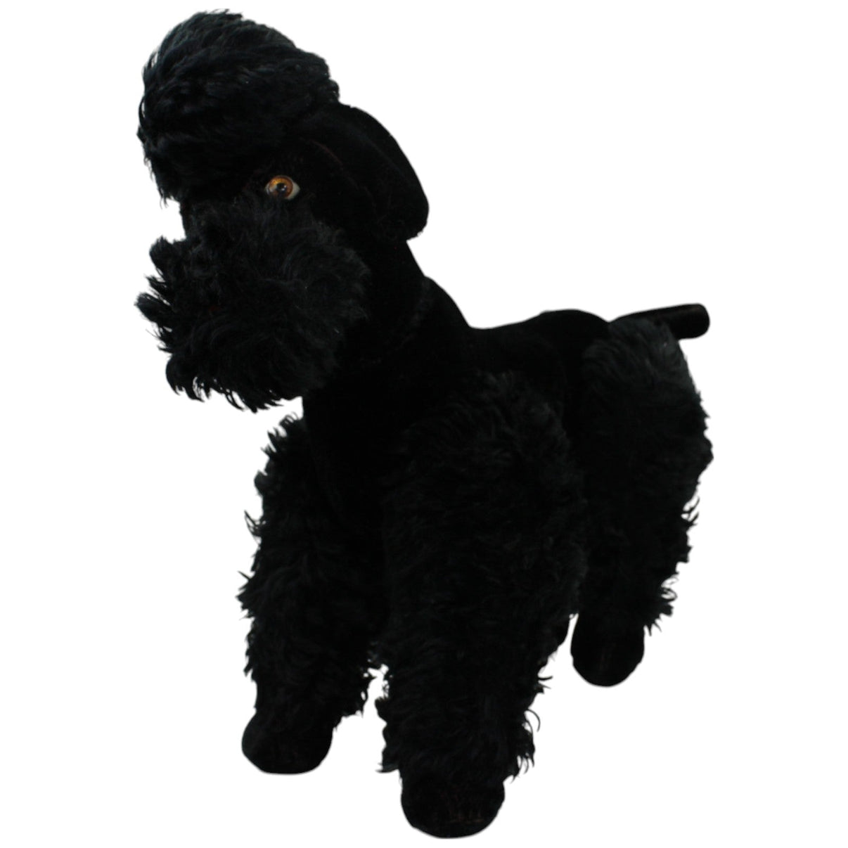 123000015827 Unbekannt Großer Pudel mit beweglichen Gliedern & Kopf, schwarz Kuscheltier Kumpel Leo _Vintage_ Gebraucht Hund