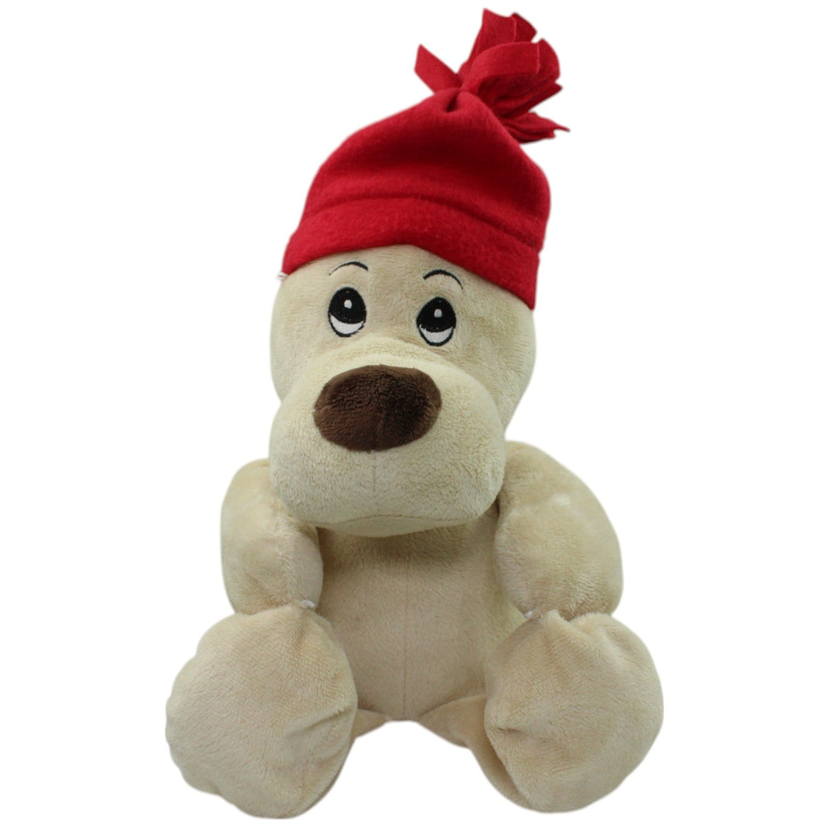 123000015848 Unbekannt Beiger Hund mit roter Mütze Kuscheltier Kumpel Leo Gebraucht Hund