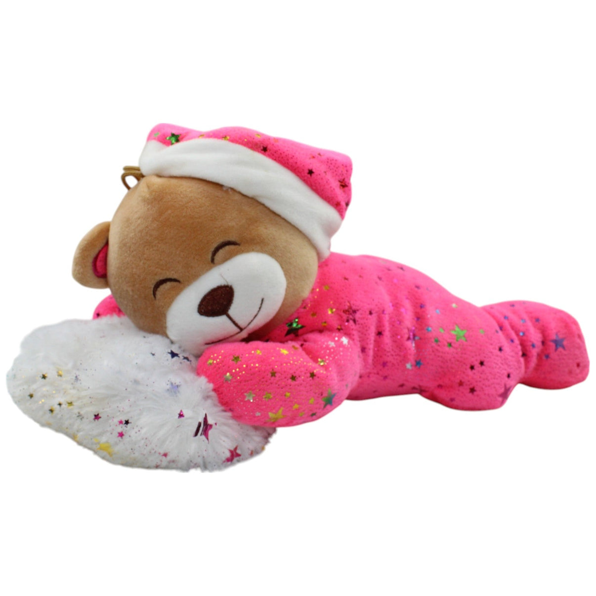 123000015865 FLOTI Flos Toys, pinker schlafender Teddy mit Glitzersternen Kuscheltier Kumpel Leo Gebraucht Teddy Teddybär