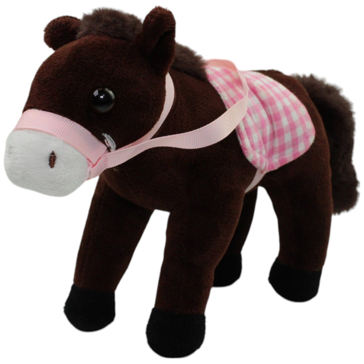 123000015896 Happy People Braunes Pferd mit rosa Sattel und Zaumzeug Kuscheltier Kumpel Leo Gebraucht