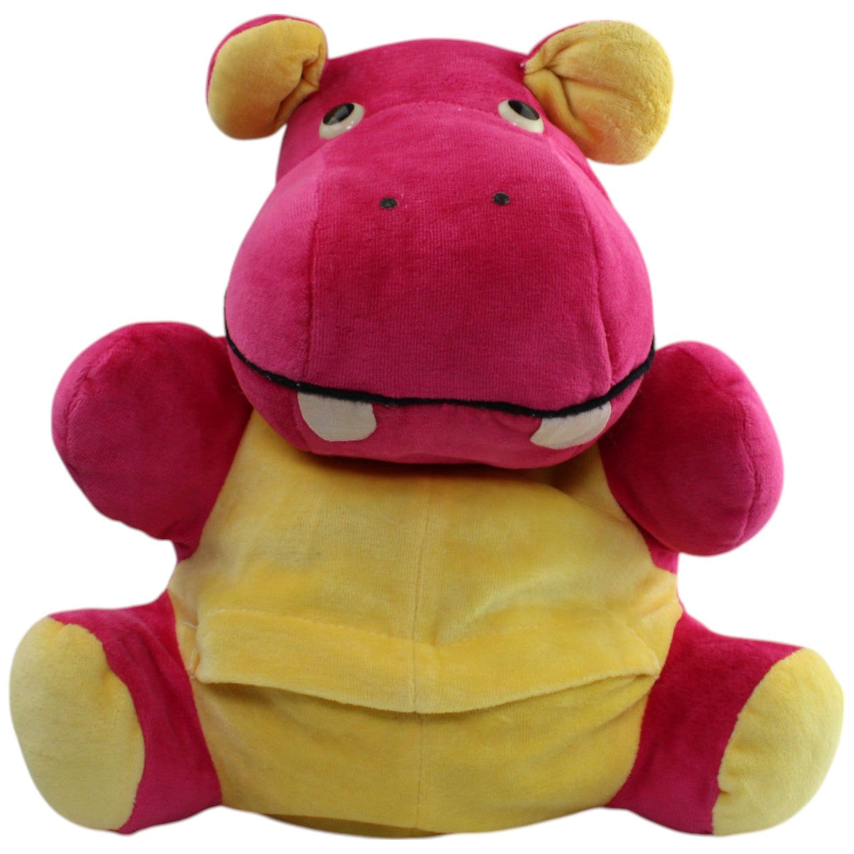 123000015956 Amseltoy Nilpferd, pink - gelb (ohne Babys) Kuscheltier Kumpel Leo _Vintage_ Gebraucht Vintage