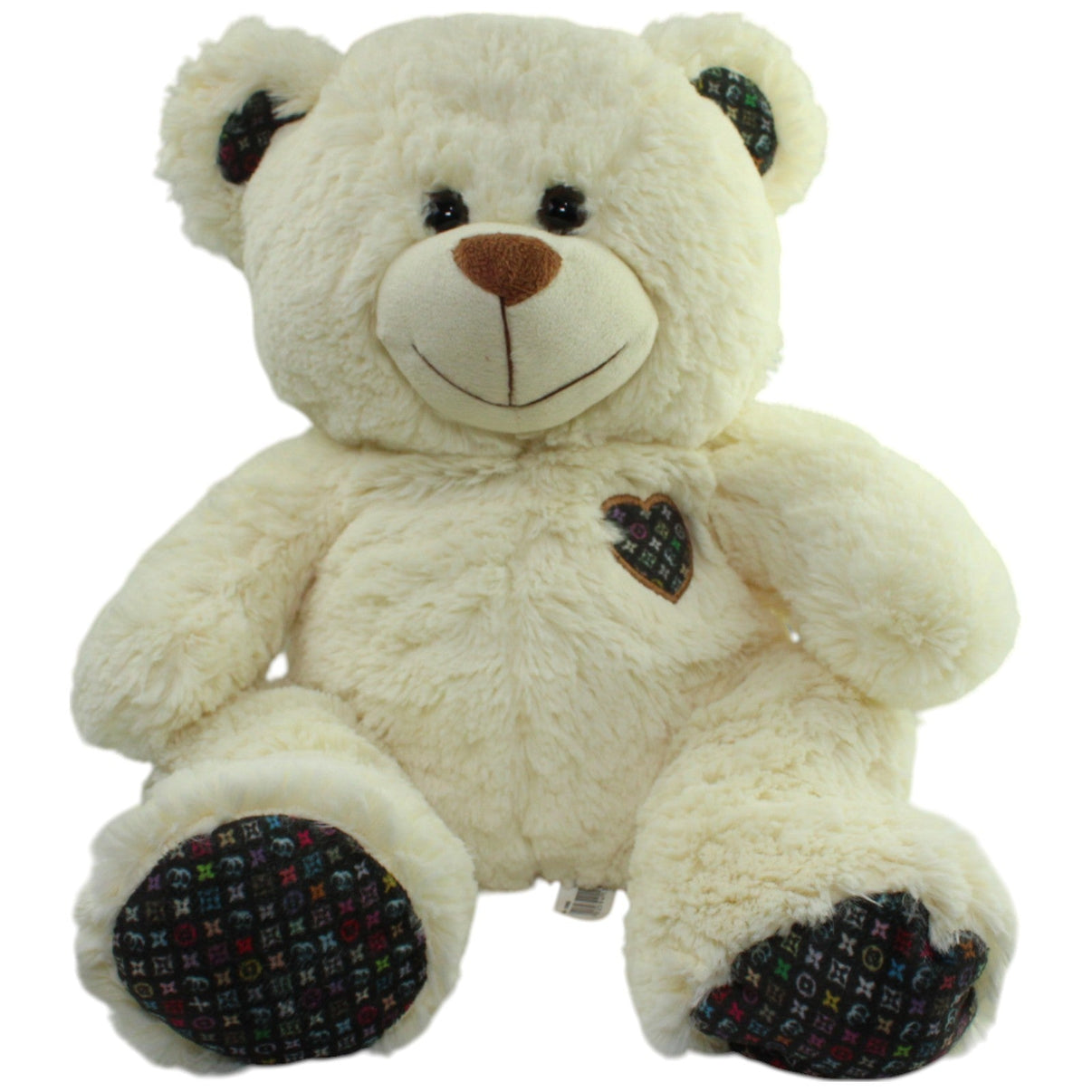 123000015973 Krüger & Gregoriades Weißer XL Teddy mit Muster Kuscheltier Kumpel Leo Gebraucht Teddy Teddybär