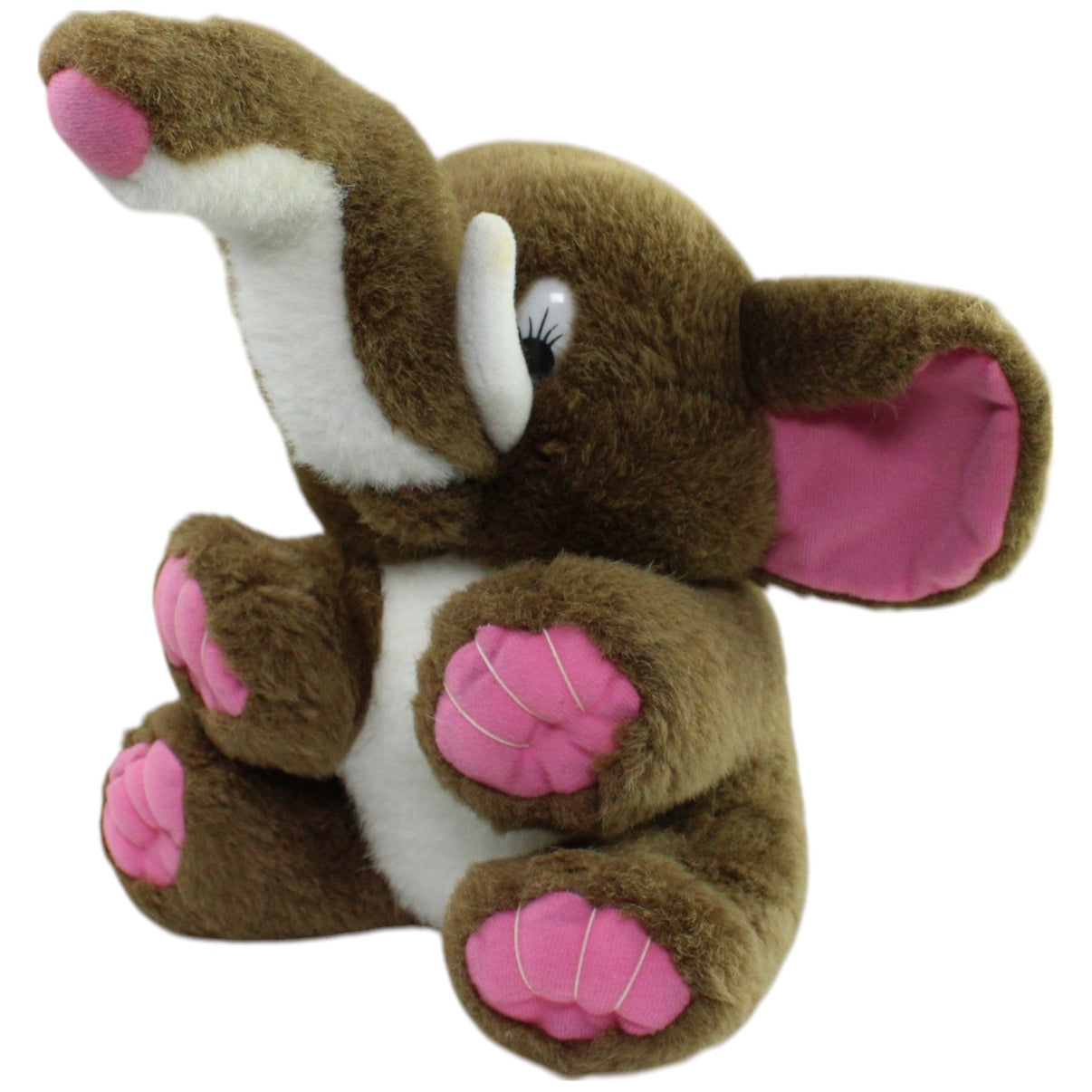 123000015988 Unbekannt Brauner Elefant mit pinken Ohren, sitzend Kuscheltier Kumpel Leo Gebraucht