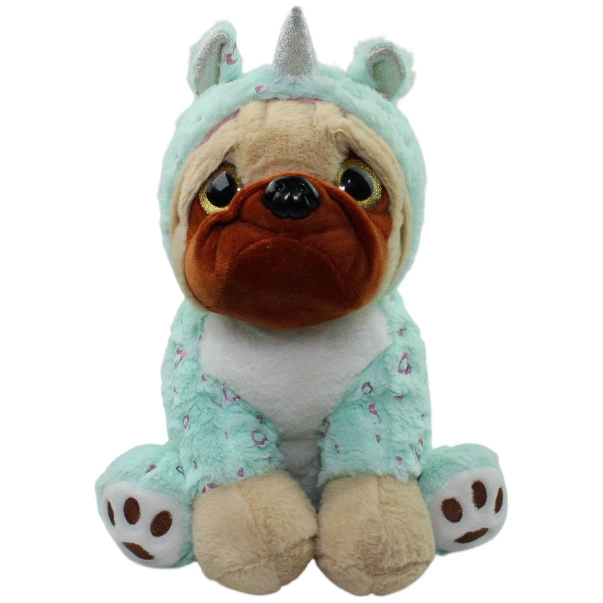 123000016040 Landahl & Baumann Mops in türkisem Einhorn Kostüm, groß Kuscheltier Kumpel Leo Gebraucht Hund
