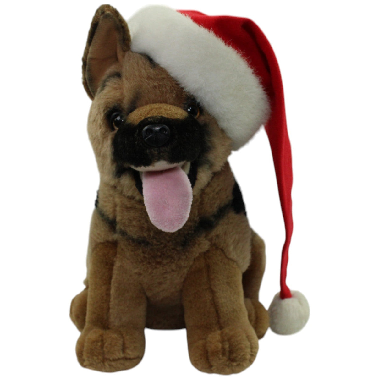123000016063 Heunec Kommissar Rex mit Weihnachtsmütze, sitzend Kuscheltier Kumpel Leo _Vintage_ Gebraucht Hund