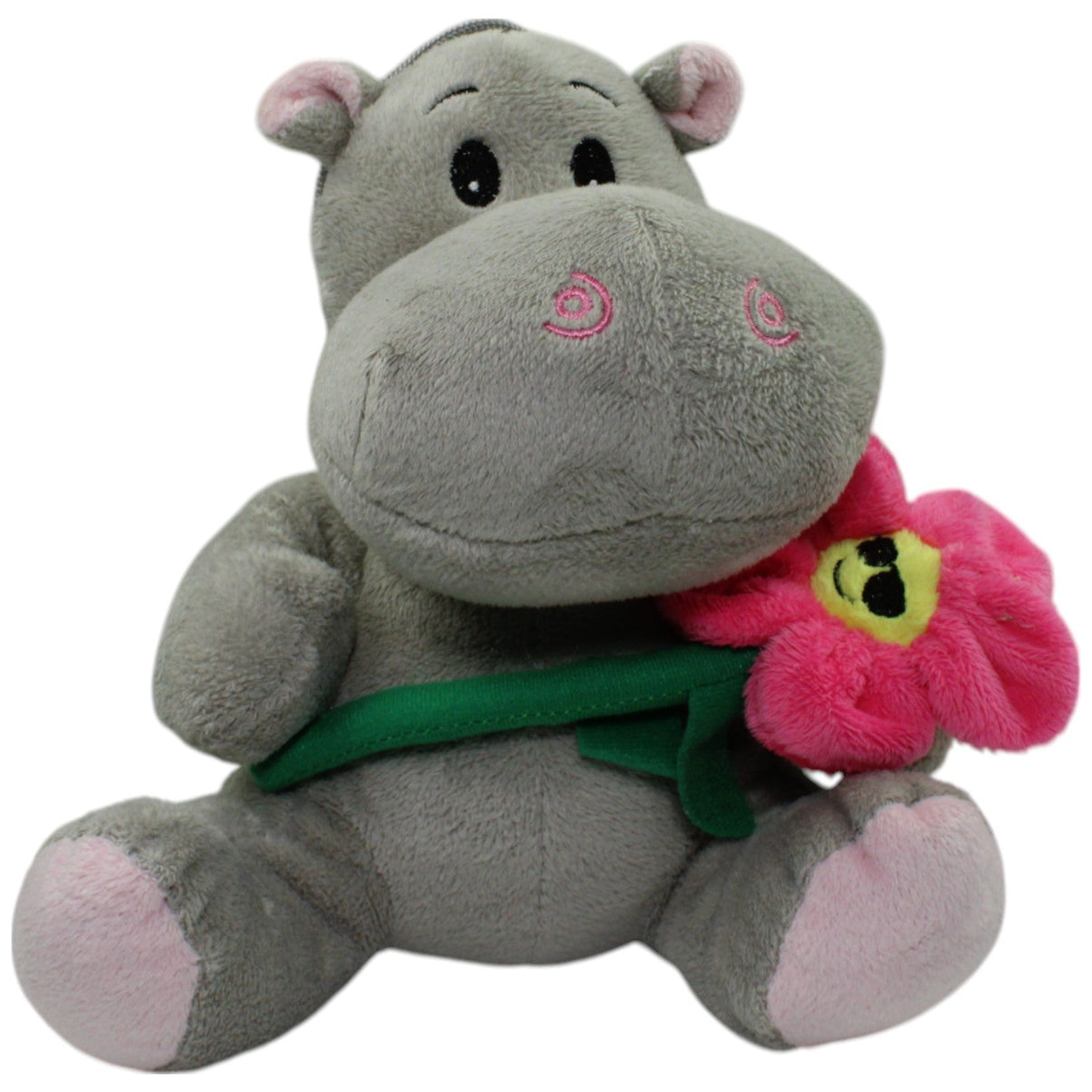 123000016111 Rasehorn Nilpferd mit Blume, sitzend Kuscheltier Kumpel Leo Gebraucht