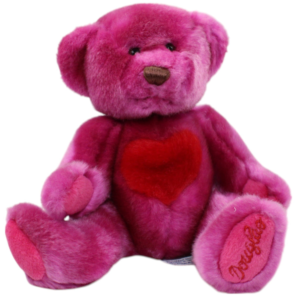 123000016134 Heunec Douglas, rosa Samt Teddy mit Herz Kuscheltier Kumpel Leo Gebraucht