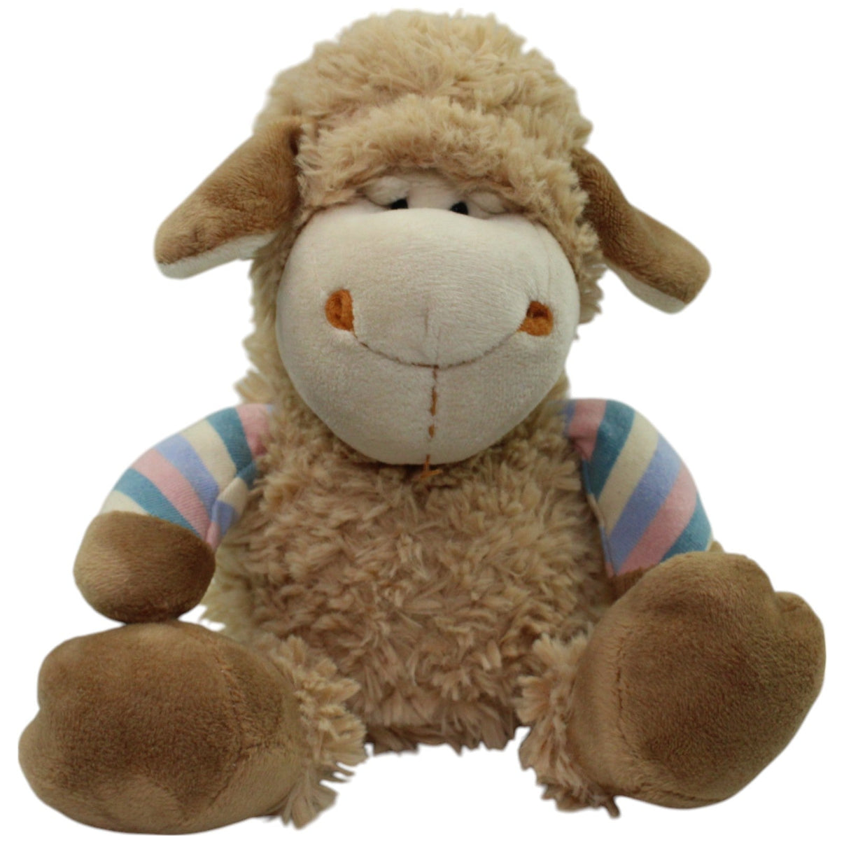 123000016139 Die Boltze Gruppe Süßes braunes Schaf mit geringelten Armen und Beinen Kuscheltier Kumpel Leo Gebraucht