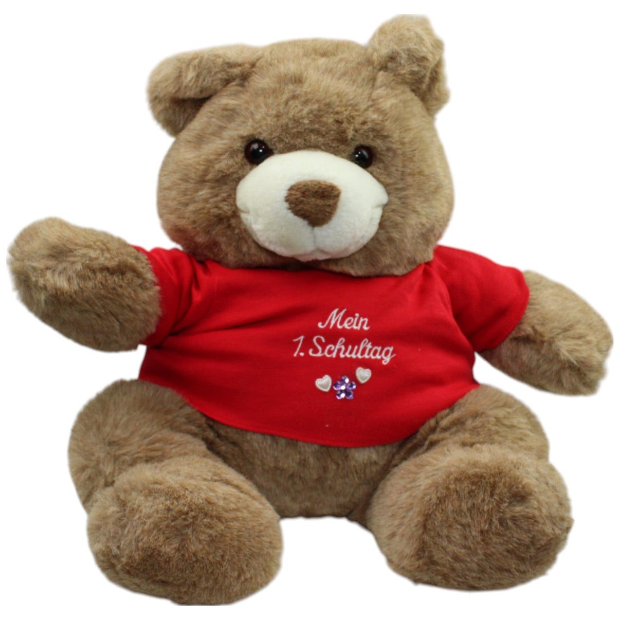 123000016257 Ostoy XL Teddybär mit rotem Shirt "Mein 1. Schultag" Kuscheltier Kumpel Leo Gebraucht Teddy Teddybär